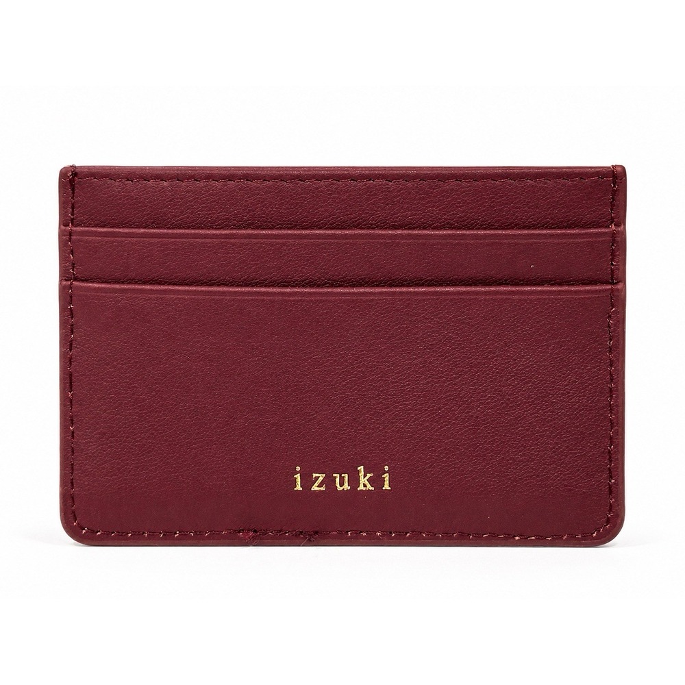 Izuki Burgundy Credit Card Holder Wallet Embossed Koi Fish 6-Slot Slim Case